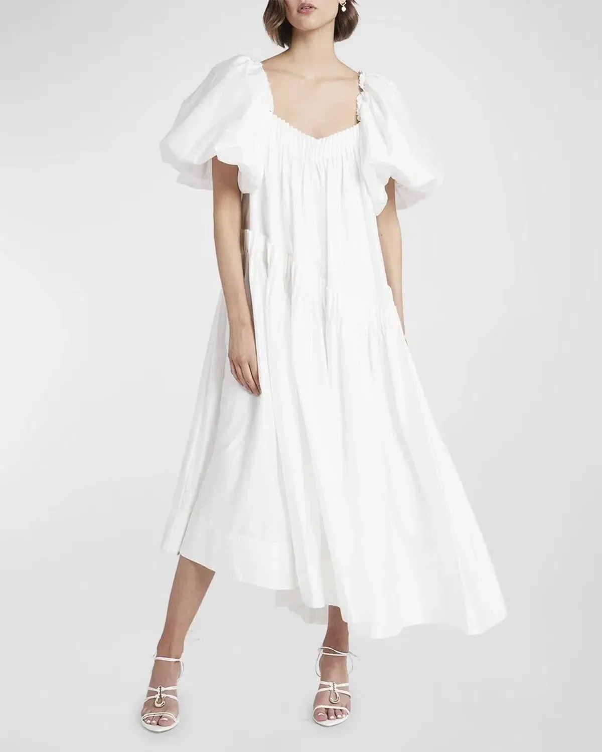 AJE Severine Smock Midi Dress in Ivory Size 8 - Image 1