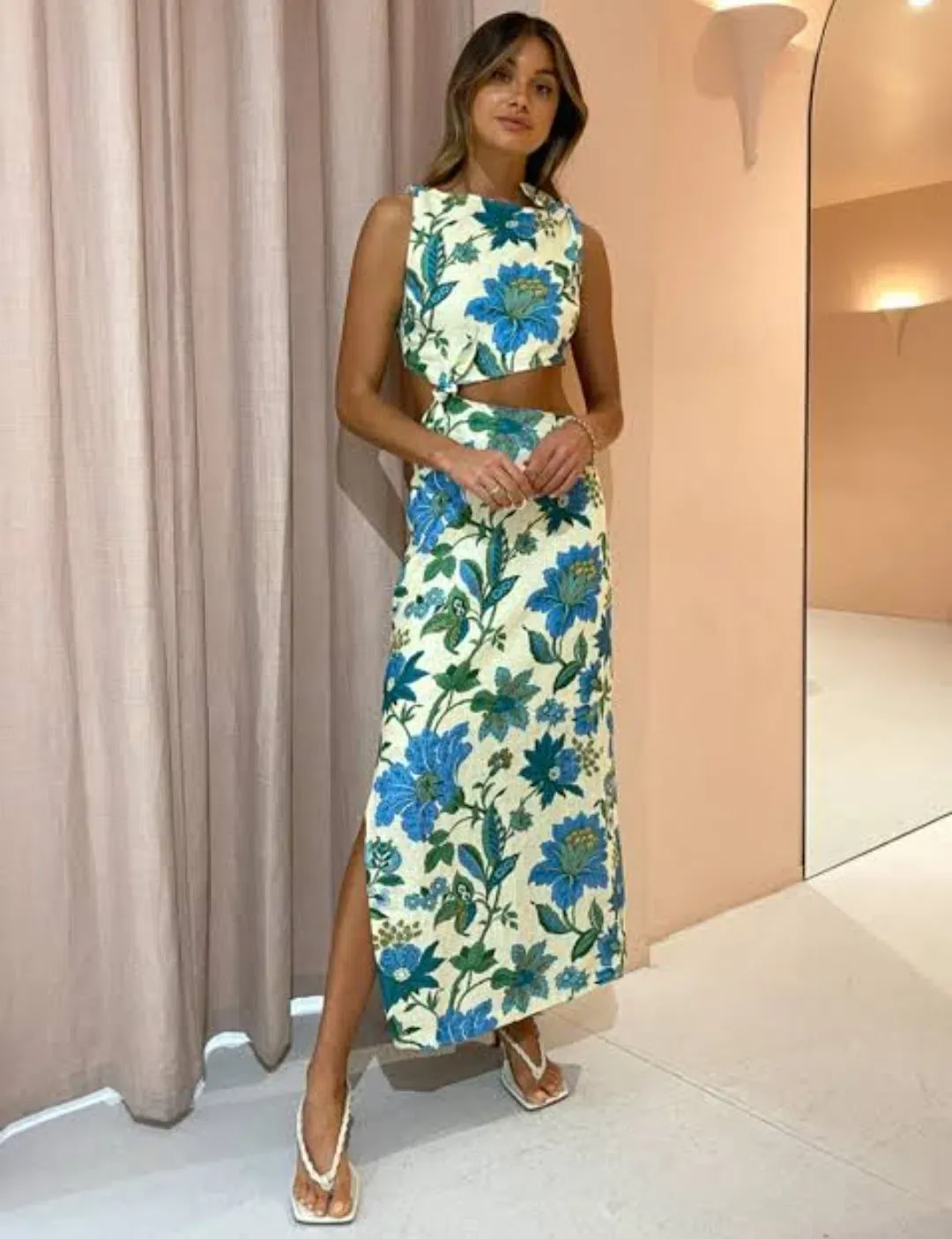 Sir The Label Alexandre Knot Dress in Marguerite Floral Size 0 / AU 6 for rent on The Volte - main image