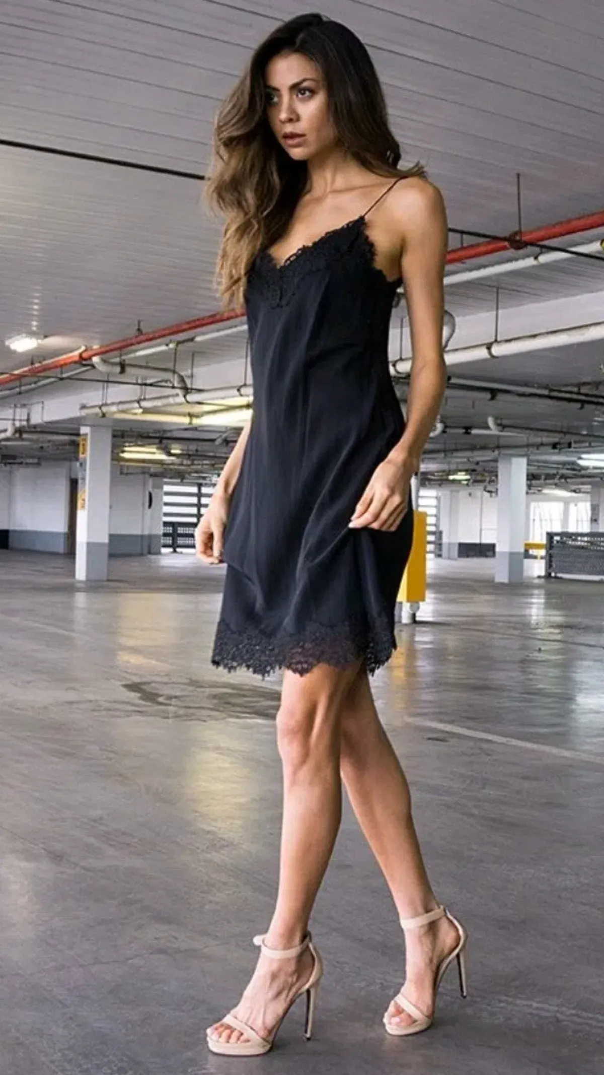 Zimmermann Lace Trim Midi Silk Slip Dress Size 3 AU 14 / US 10 Black for rent on The Volte - main image