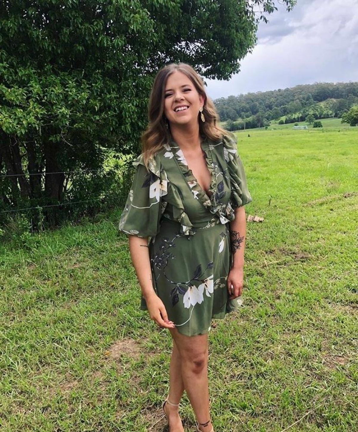 Shona Joy - Harper Puff Sleeve Mini Dress (Moss) size 12 - Image 1