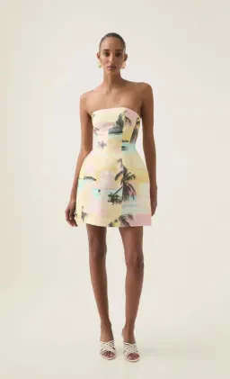 AJE Baret Strapless Mini Dress in Sunset Sky size 6 for rent on The Volte - image 4