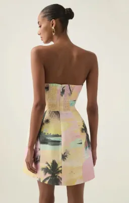 AJE Baret Strapless Mini Dress in Sunset Sky size 6 for rent on The Volte - image 3
