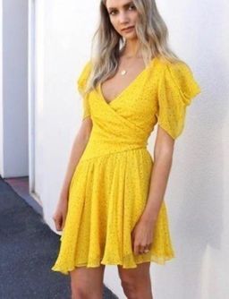 Bec + Bridge Hibiscus Golden Mini Dress - Size 8 - Yellow for rent on The Volte - image 3