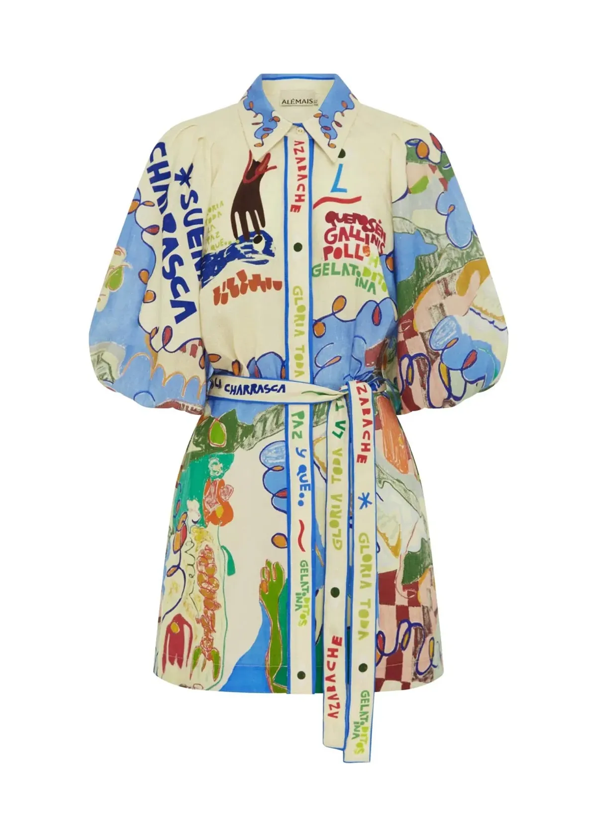 ALEMAIS NADIA MINI SHIRTDRESS PRINT SIZE AU 10 - Image 1