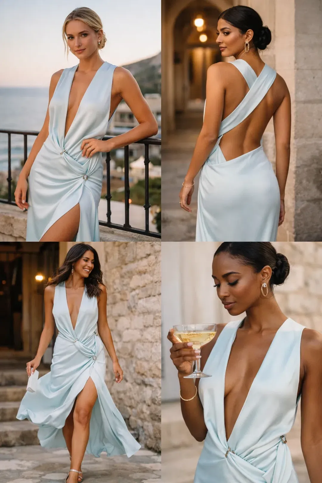 Misha Collection "The Harlow" Satin Dress - Ice Blue - Maxi Open Back Size Small S 8 (6 - 10) for rent on The Volte - main image