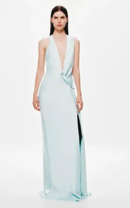 Misha Collection "The Harlow" Satin Dress - Ice Blue - Maxi Open Back Size Small S 8 (6 - 10) for rent on The Volte - image 7