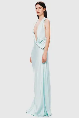 Misha Collection "The Harlow" Satin Dress - Ice Blue - Maxi Open Back Size Small S 8 (6 - 10) for rent on The Volte - image 6