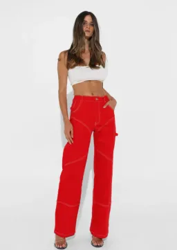 BY.DYLN Cooper Jacket & Cyrus Jeans Red Size 8 for rent on The Volte - image 2