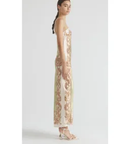 Antipodean Torrent Side Slit Slip Midi Dress Multi Print Size 12 for rent on The Volte - image 3