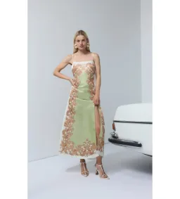 Antipodean Torrent Side Slit Slip Midi Dress Multi Print Size 12 for rent on The Volte - image 1