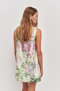 Aje Dahlia Mini Dress in Lavandula Sequin Multi Size 10 for rent on The Volte - image 3