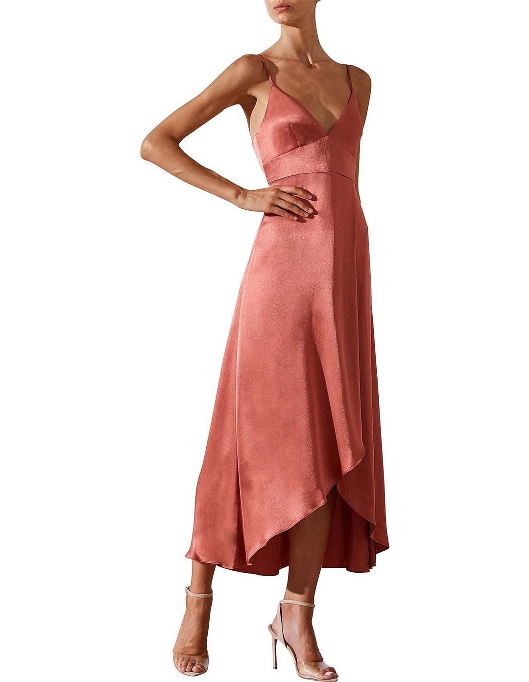 Shona Joy Giselle Cocktail Midi Dress Terracotta Size 6 for rent on The Volte - main image