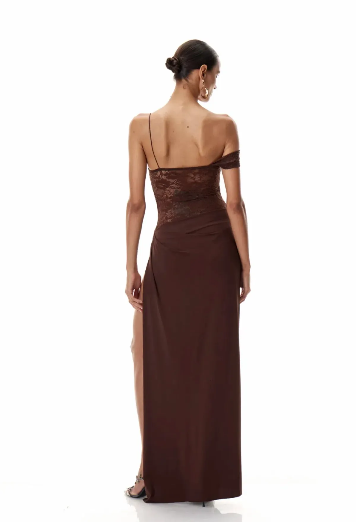 Innovare Denim Chenda Lace Asymmetric Maxi Brown Size M - Image 7