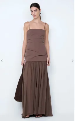 Bec & Bridge REID DROP WAIST MAXI DRESS in Milk Choc Size 8 for rent on The Volte - image 1