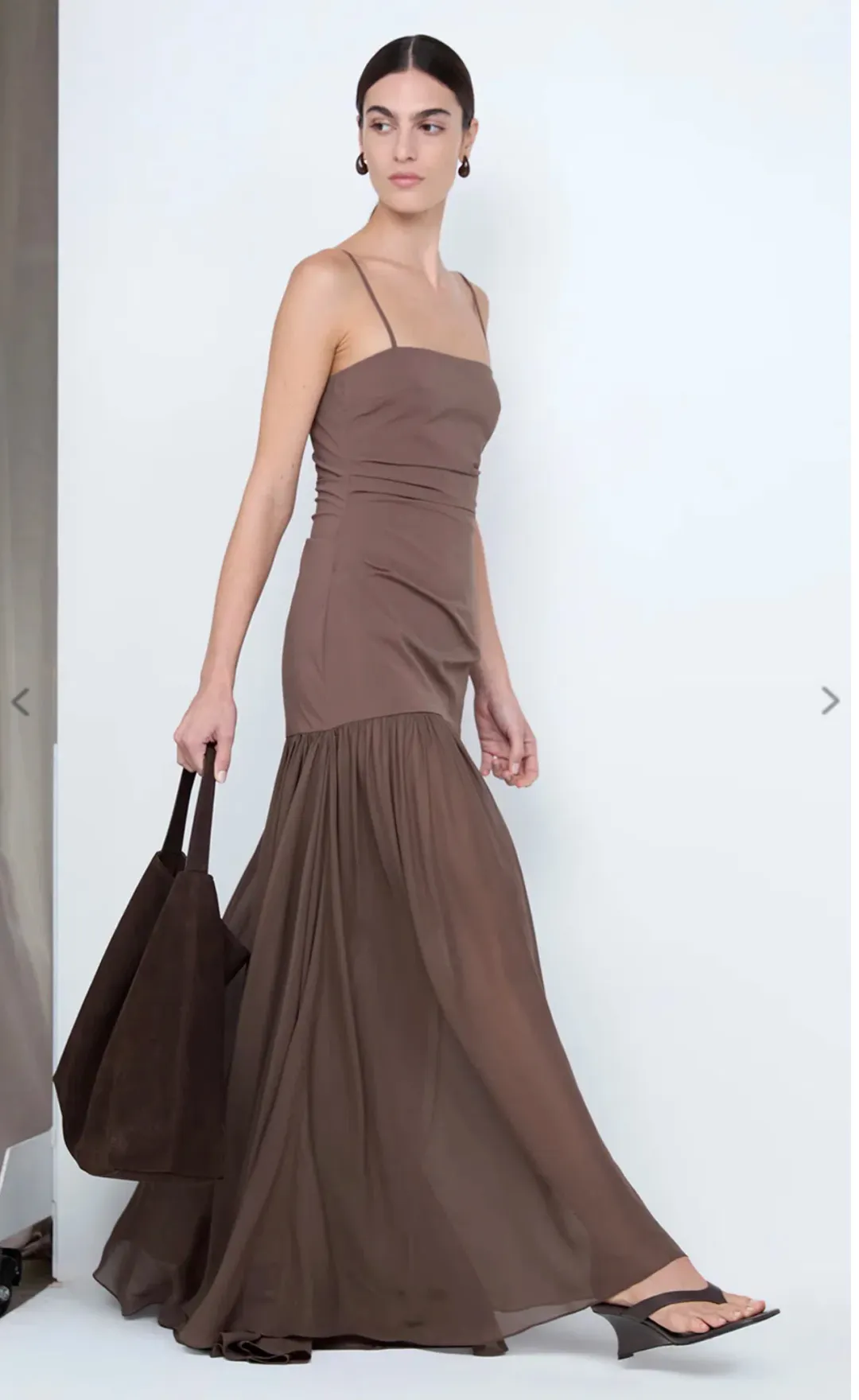 Bec & Bridge REID DROP WAIST MAXI DRESS in Milk Choc Size 8 for rent on The Volte - main image