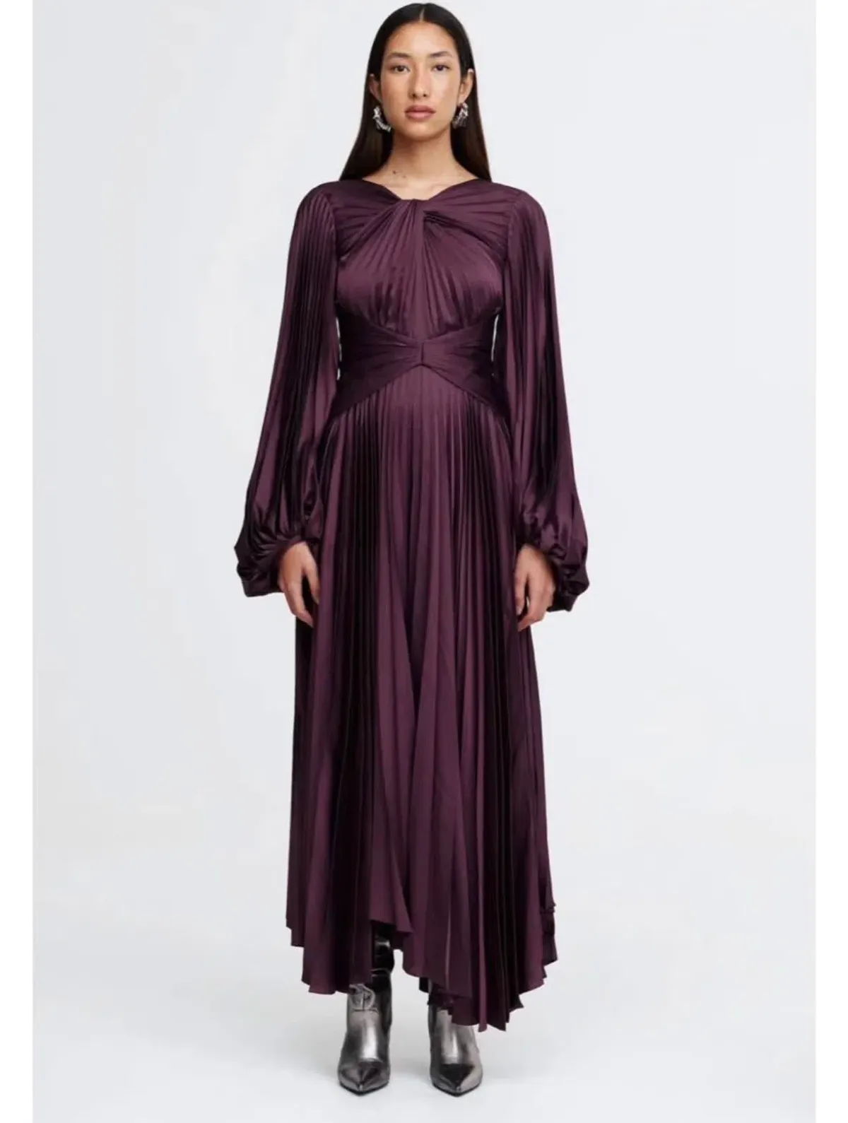 Acler dailley midi dress, plum, size 16 - Image 1
