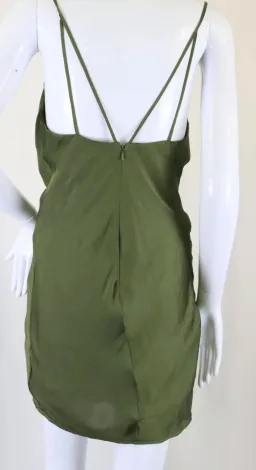 Bardot: Olive Satin Cowl Neck Slip Dress (Size 8) for rent on The Volte - image 2