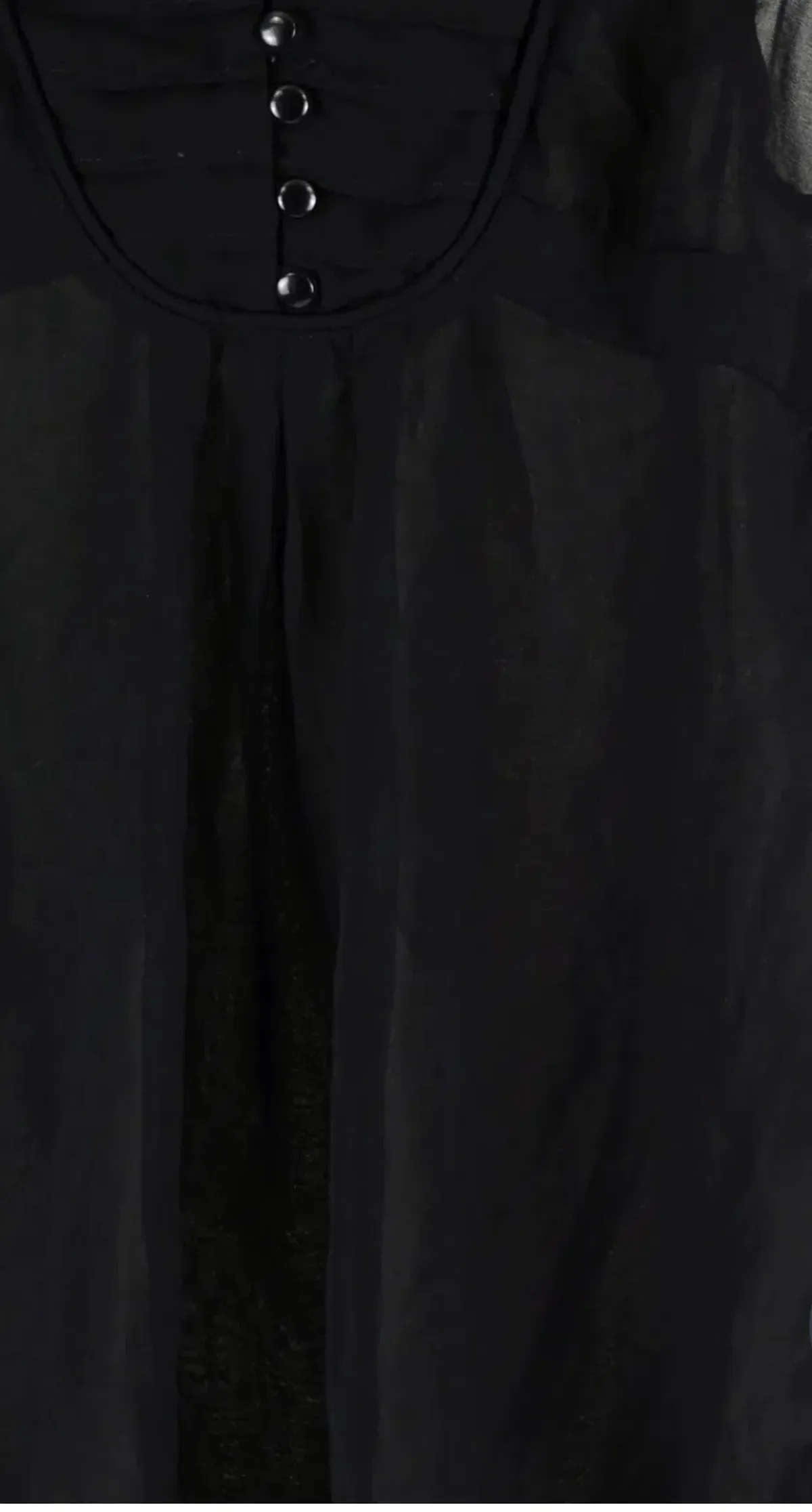 Pilgrim Size 6 Black Sheer Sleeveless Ruffle Blouse with Tie Waist - Image 3
