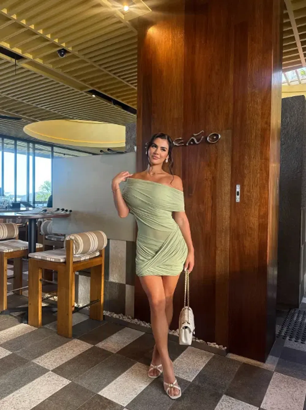 Benni Otto Mini Dress In Pistachio Size 8 - Image 2