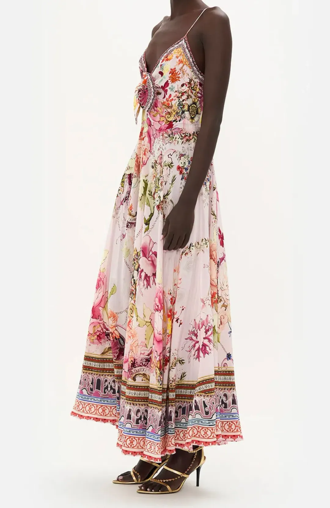 CAMILLA LONG TIE FRONT MAXI DRESS - ST GERMAINS GIRL for rent on The Volte - main image