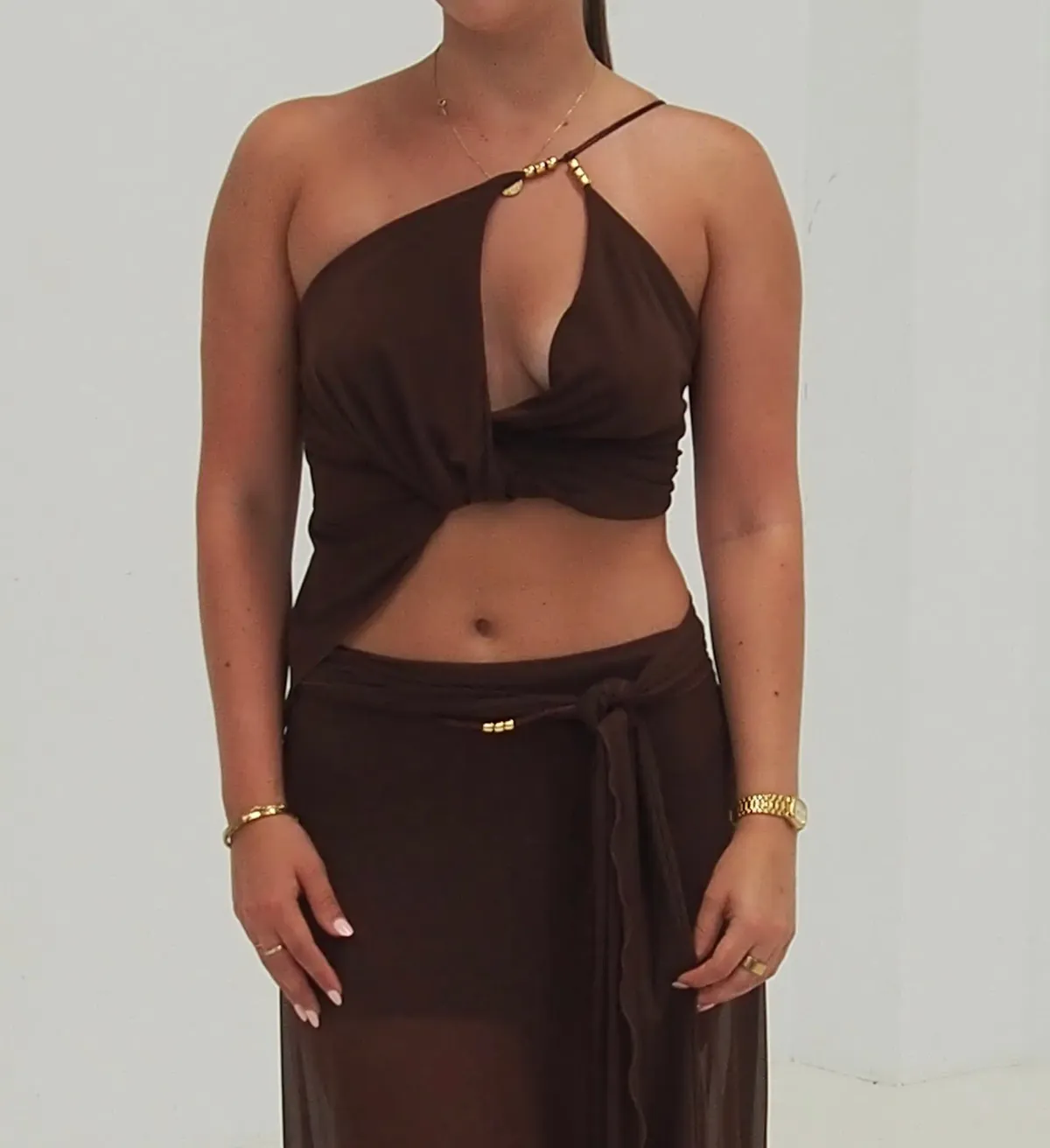 GARMENTS BY EL | MERIDA MAXI SET | CHOCOLATE | SIZE XS-S (AU 6-8) for rent on The Volte - main image