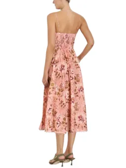 Zimmermann Rosa Laced Picnic Dress Size 4 / AU 16 Linen Pink Floral Print Midi for rent on The Volte - image 7