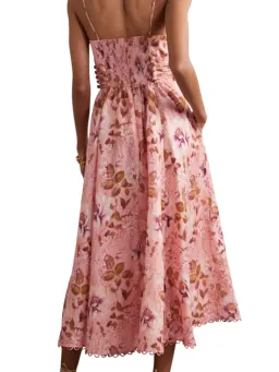 Zimmermann Rosa Laced Picnic Dress Size 4 / AU 16 Linen Pink Floral Print Midi for rent on The Volte - image 4