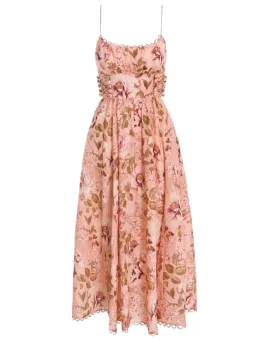 Zimmermann Rosa Laced Picnic Dress Size 4 / AU 16 Linen Pink Floral Print Midi for rent on The Volte - image 2