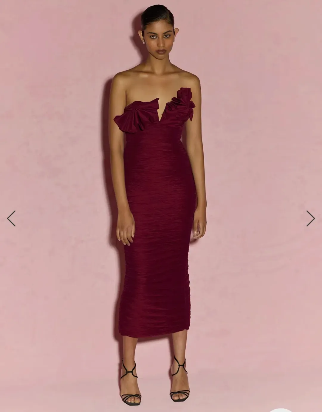 Rachel Gilbert Jensen Midi Dress in Burgunday Size 1 /AU 8 for rent on The Volte - main image