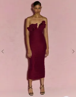 Rachel Gilbert Jensen Midi Dress in Burgunday Size 1 /AU 8 for rent on The Volte - image 1