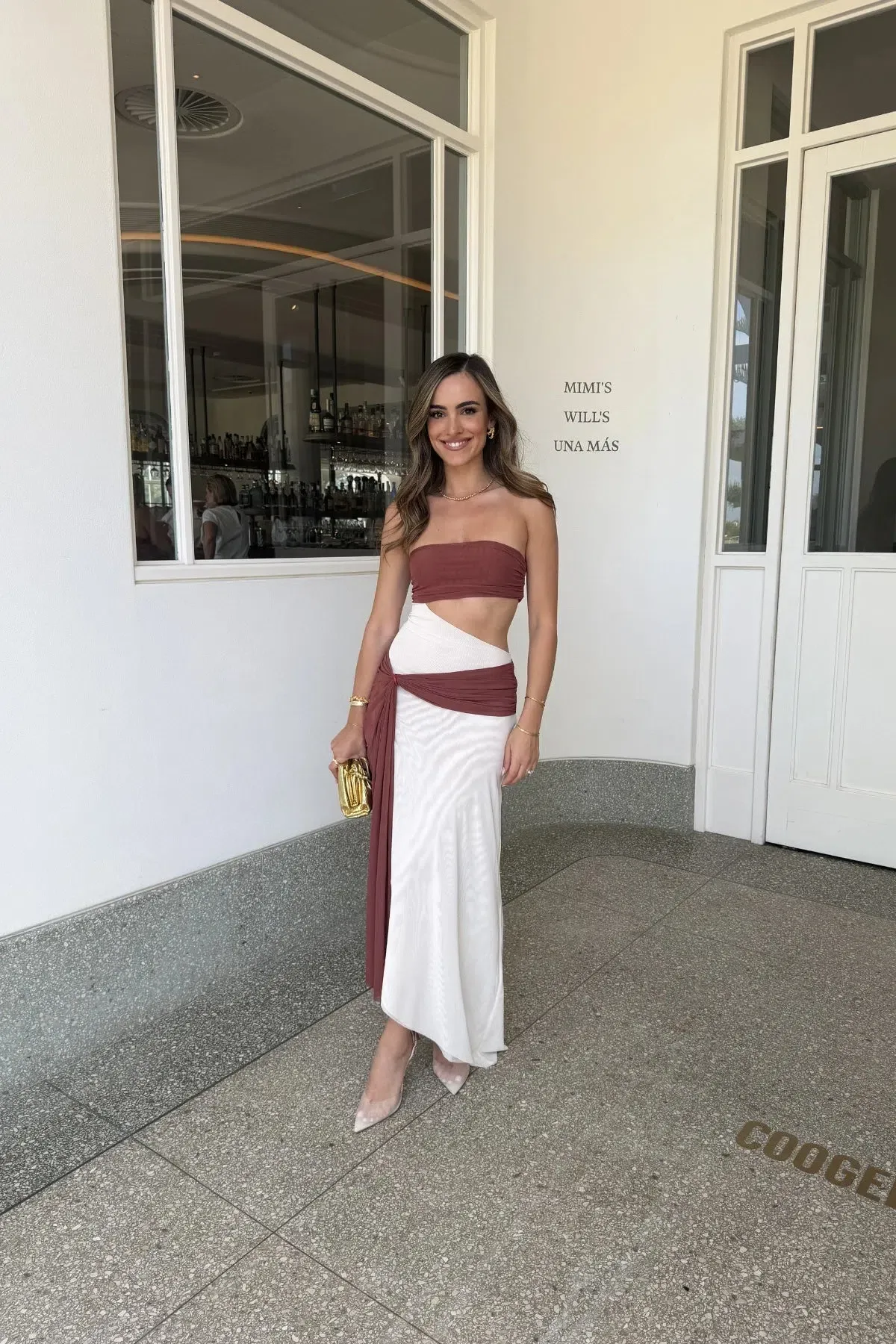 Ayla Strapless Dress in Rust , Size 8 - Image 1
