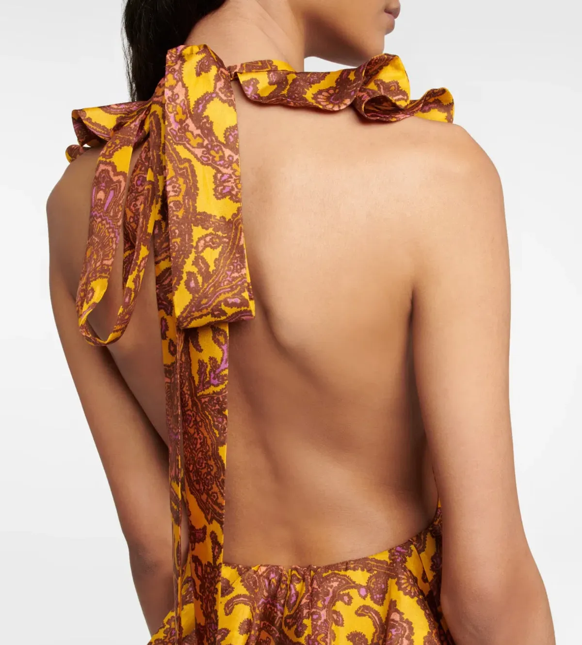 Zimmermann Tiggy Halter Maxi Dress in yellow and peach paisley silk - Image 3