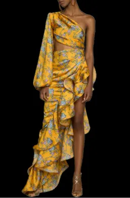 Bronx and Banco Hanna Gown Yellow Floral 10 M Medium for rent on The Volte - image 3