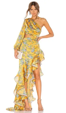 Bronx and Banco Hanna Gown Yellow Floral 10 M Medium for rent on The Volte - image 1
