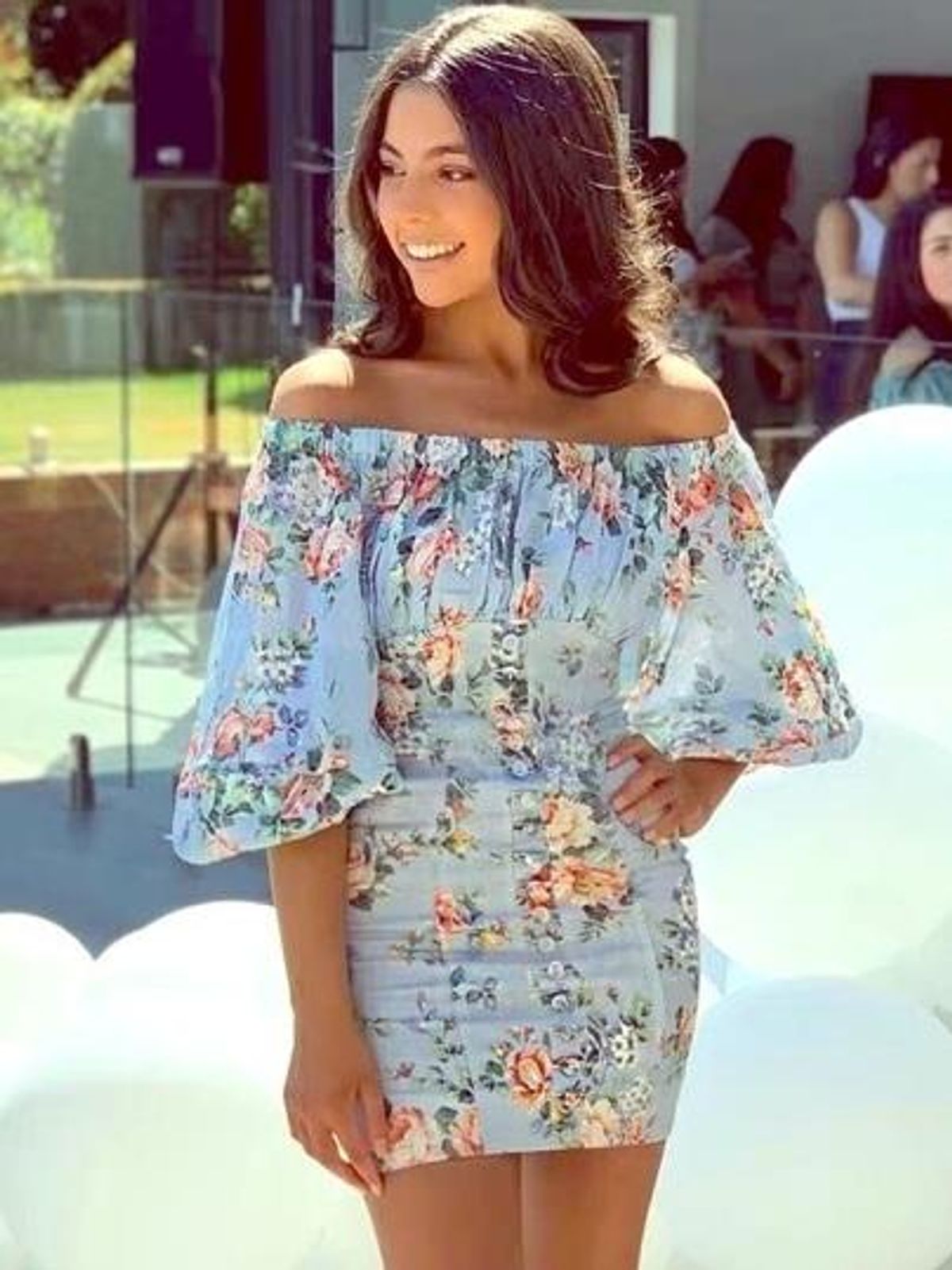 Zimmermann Bowie Off Shoulder Mini Dress In Lilac Floral Print Size 8 - Image 4