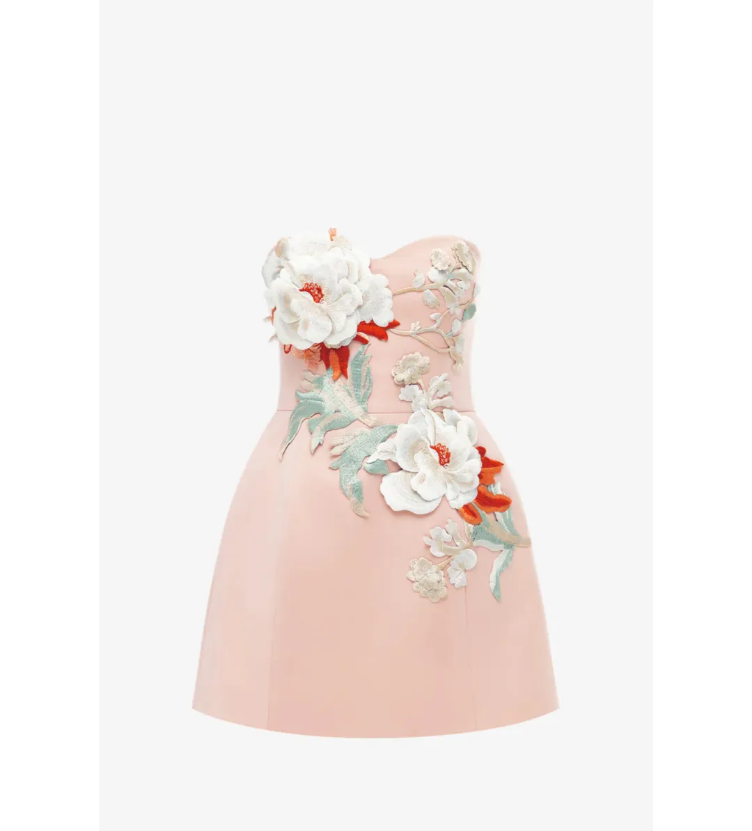 Leo Lin Rosario Appliqué Bustier Mini Dress Peony Print Size 12 for rent on The Volte - main image