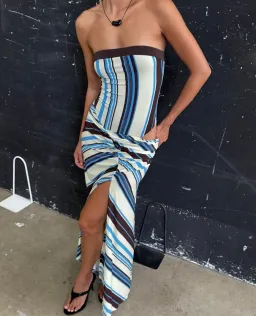 BENNI Rumi Strapless Maxi Ocean strips for rent on The Volte - image 1