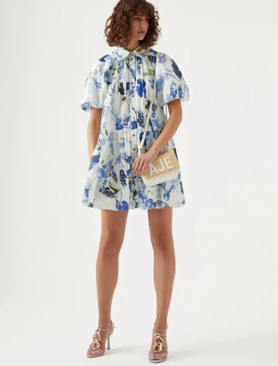 AJE PABLO SMOCK MINI DRESS BLUE for rent on The Volte - main image