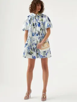 AJE PABLO SMOCK MINI DRESS BLUE for rent on The Volte - image 1