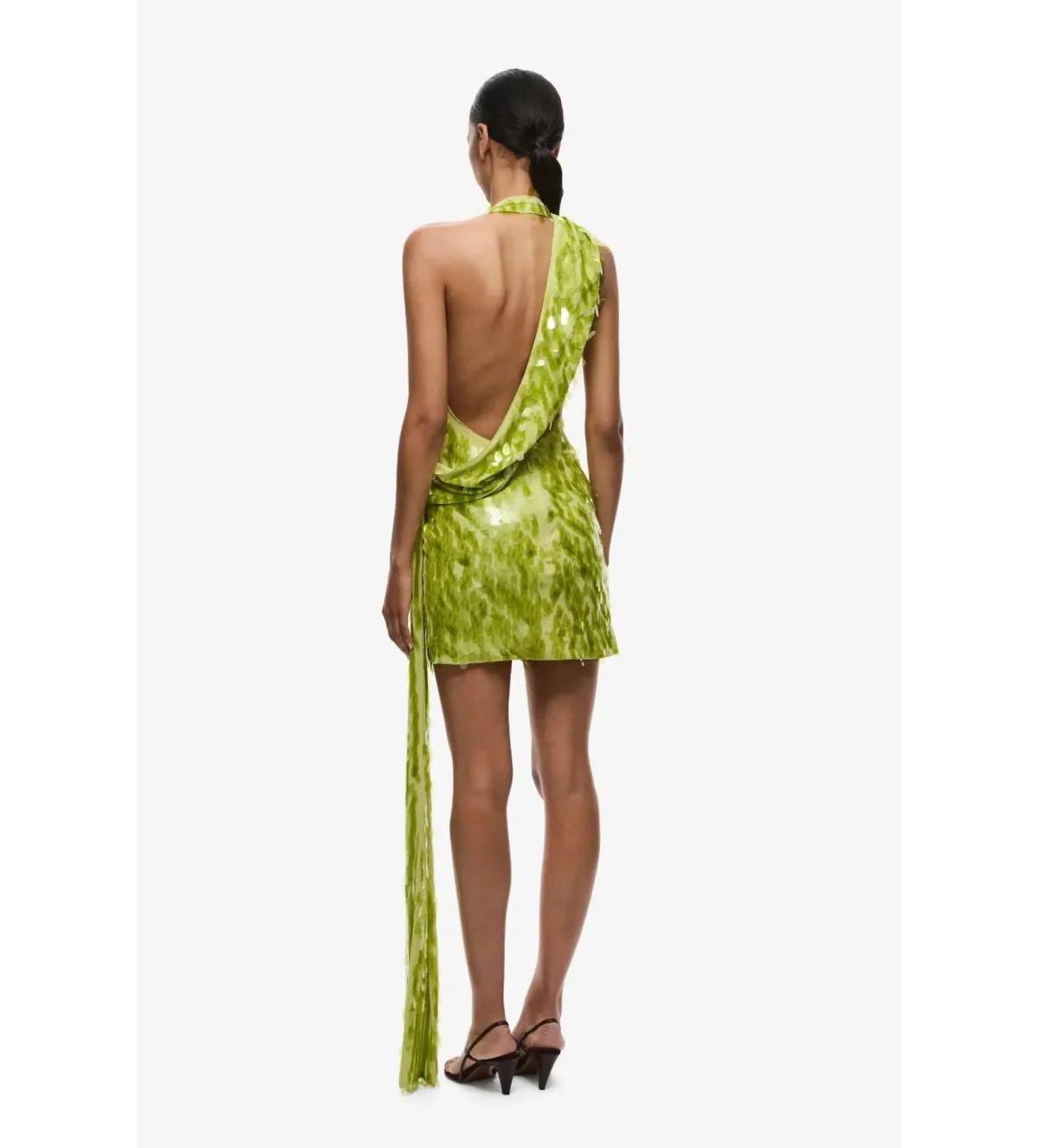 Misha Sapphire Sequin Mini Dress in Apple Green Size 8 - Image 2