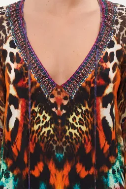 Camilla A-Line Gathered Panel Mini Dress Surrealist Suspension Multi Size 10 for rent on The Volte - image 4