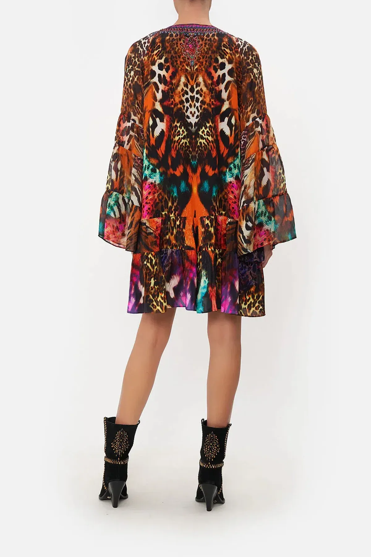 Camilla A-Line Gathered Panel Mini Dress Surrealist Suspension Multi Size 10 - Image 2
