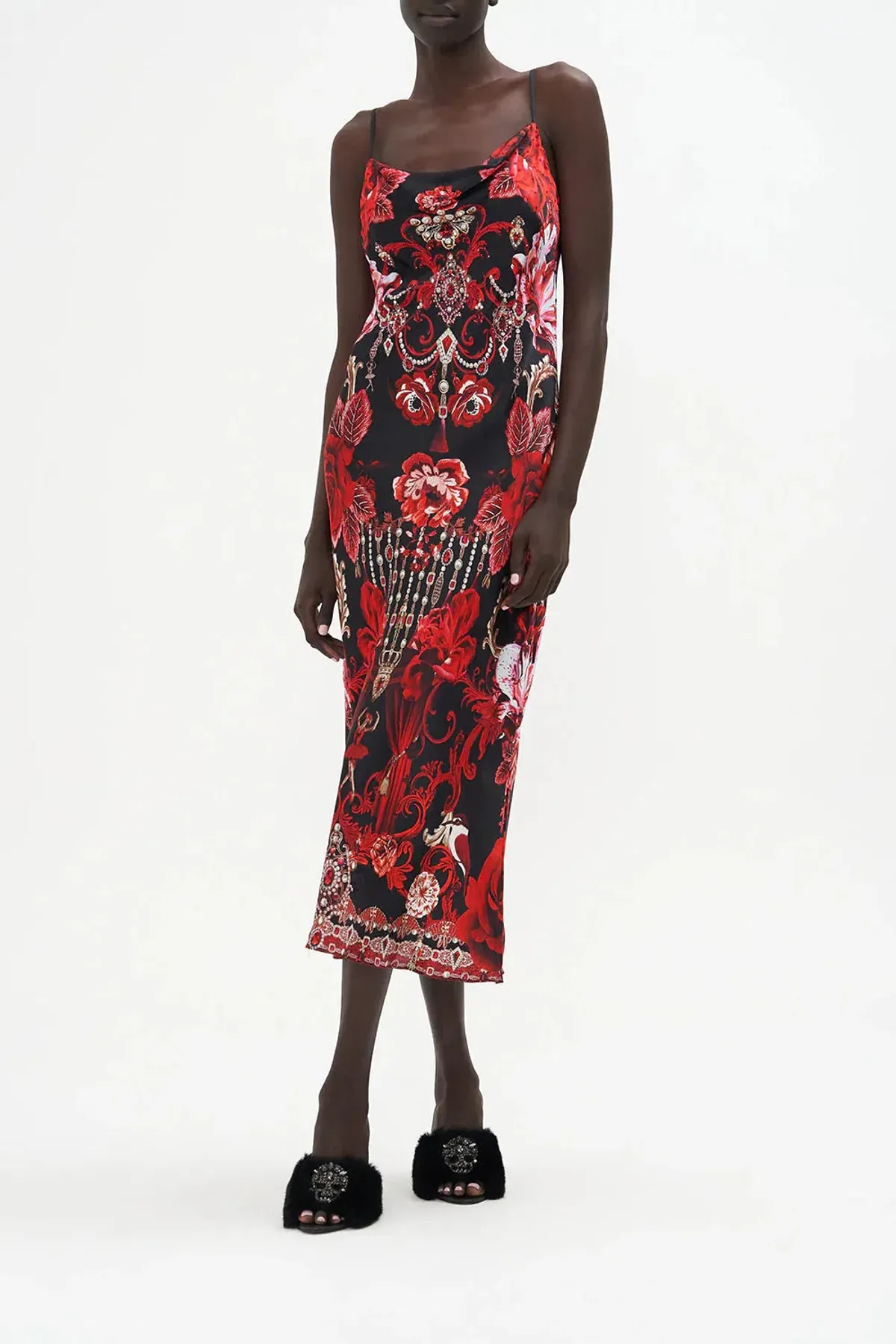 Camilla Long Bias Slip Sisterhood of the Rose Midi Dress Multi Size 12 - Image 1