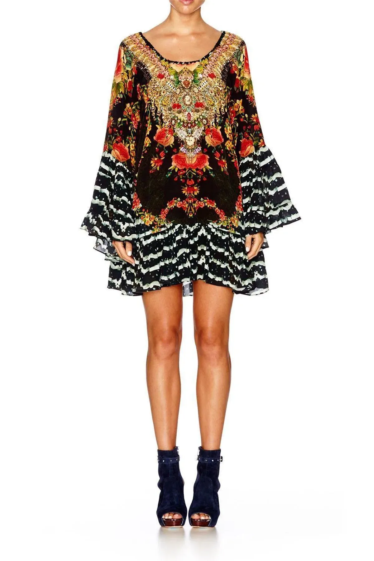 Camilla Lift the Veil A Line Mini Frill Dress Multi Size 10 for rent on The Volte - main image