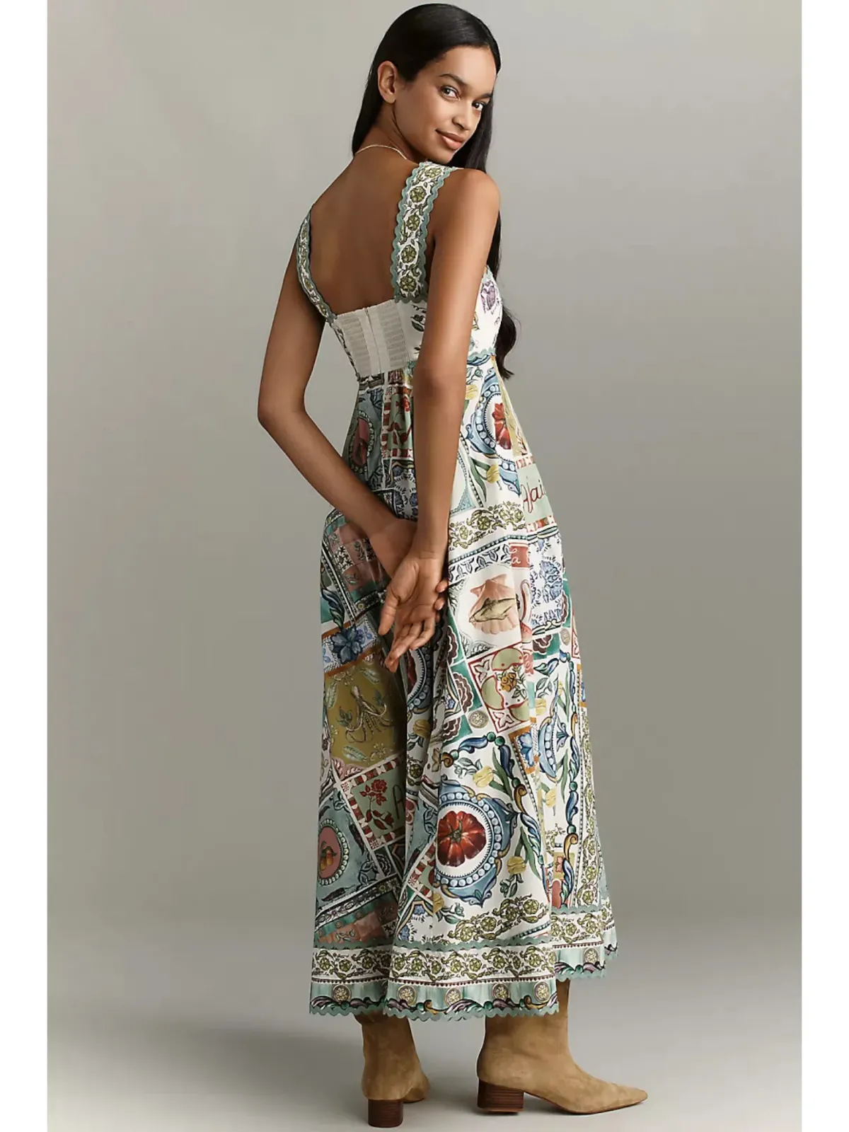 Alemais Tommasina Picnic Dress Size 16 Cotton Print Strappy Midi - Image 3