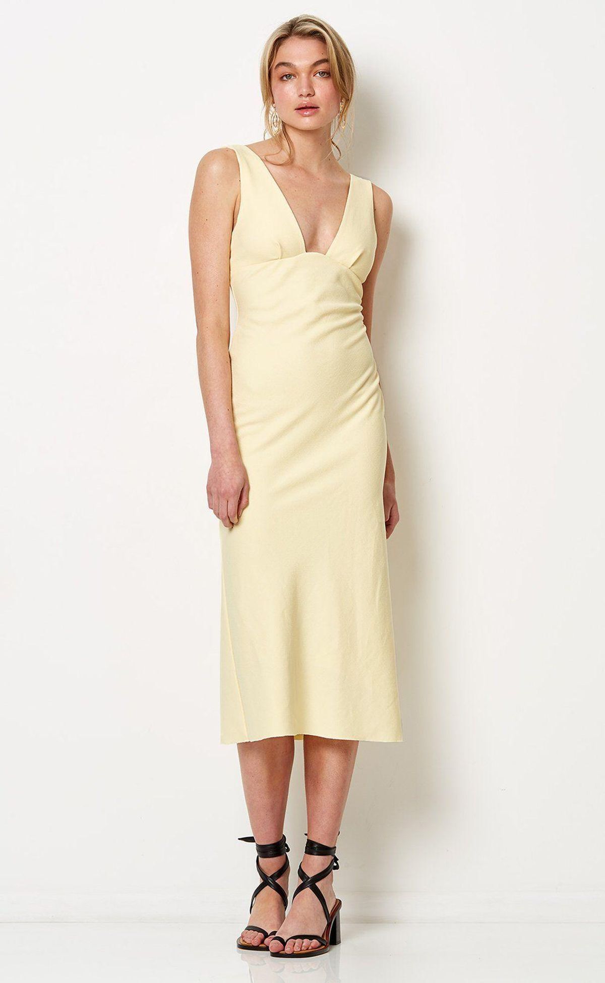 Bec & Bridge Iris Midi Dress Yellow Size 2 - Image 1