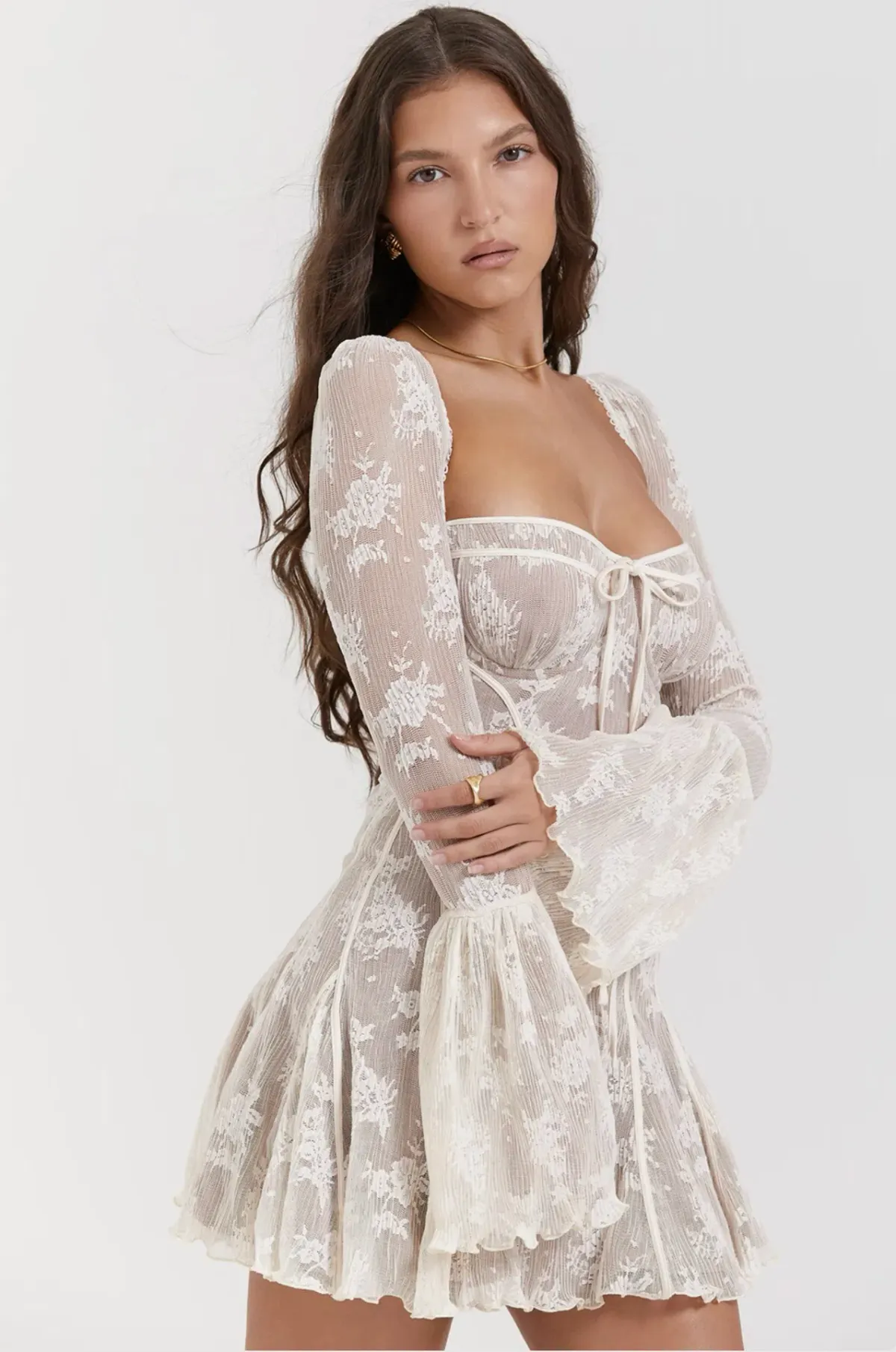 House of CB Vintage Cream Lace Corset Dress Size S - Image 4