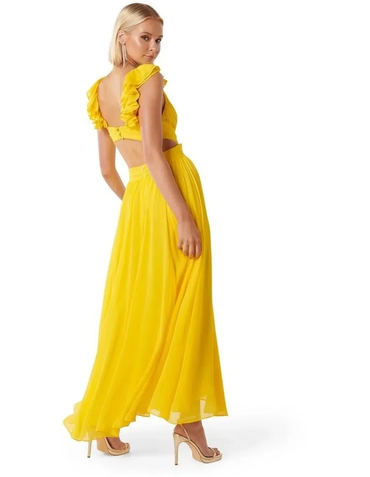 Forever New Selena Ruffle Shoulder Maxi in Yellow Size 12 - Image 3