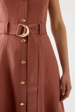 Aje Clay Belted Midi Dress In Coffee Brown | AU 8 for rent on The Volte - image 3