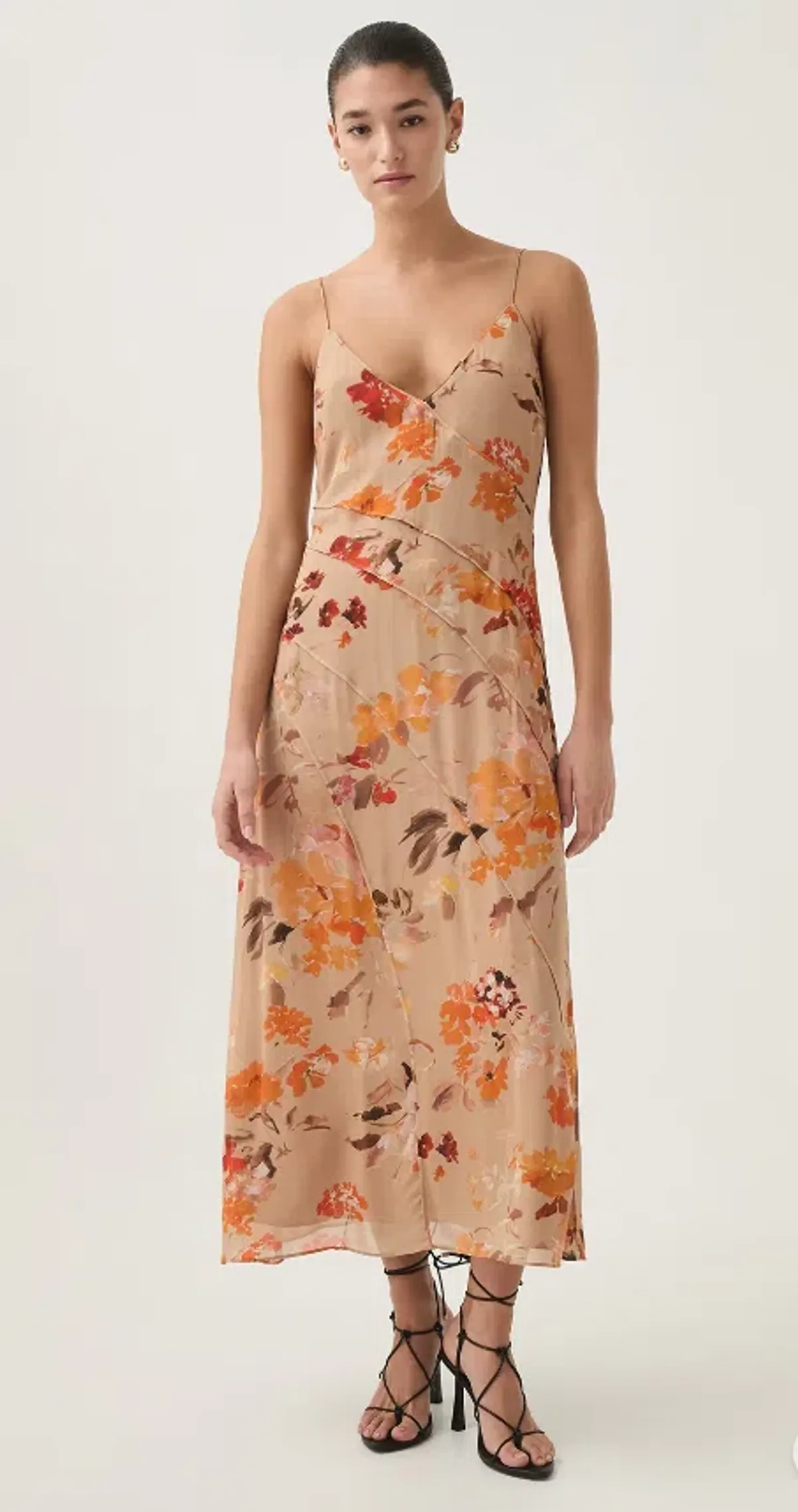Aje Exurbia Seamed Midi Dress Orange Floral - 12 - Image 1
